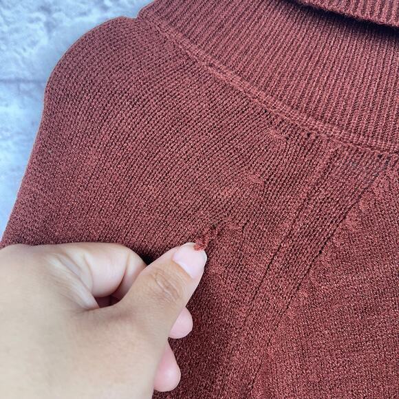 J5014 Ava & Viv long sleeve collared V-neck burnt red sweater size 2X - Picture 2 of 8
